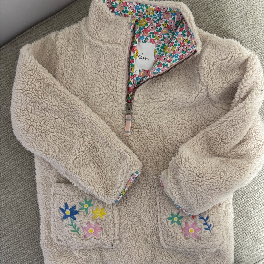Mini Boden Floral Fleece Jacket